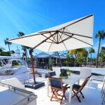 Purple leaf parasol d�port� en aluminium avec apparence bois, 3, 65 � 2, 7 m rectangulaire, adapt� pour ...