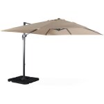 Parasol d�port� carr� beige 3x3m structure grise + lot de 4 dalles � lester 50x50cm