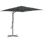 Parasol d�port� carr� dim. 2, 5 x 2, 5 m pi�tement inclus m�tal �poxy polyester haute densit� anthracite ...