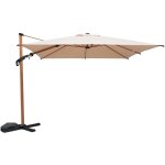 Parasol d�port� etretat rectangulaire beige 3x4m. m�t effet bois