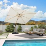 Purple leaf parasol d�port� ext�rieur 3, 65 x 2, 7 m rectangulaire avec apparence teck, grand parasol ...