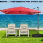 Parasol d�port� inclinable 3x3m avec base crois�e rotation � 360� manivelle 8 baleines event pour jardin ...