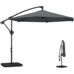 Parasol d�port� - outsunny - pied en croix et dalles lestage - manivelle - protection uv 30 + - polyester ...