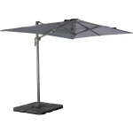 Parasol d�port� rectangulaire 2x3m + dalles � lester - antibes - gris - parasol excentr� inclinable. ...