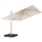Parasol d�port� rectangulaire 3x4m effet bois + dalles � lester 50x50cm �cru - wimereux + fixeo