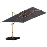Parasol d�port� rectangulaire 3x4m effet bois + dalles � lester 50x50cm gris - wimereux + fixeo