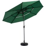 Parasol droit de jardin 294 cm, rond, avec inclinable, manivelle, 3 couches b�che en polyester de haute ...
