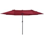Parasol droit - march� - terrasse double - oval - rouge bordeaux - manivelle - 455x265x238cm - assise ...