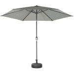 Parasol droit rond �300cm - touquet kaki - m�t central en aluminium orientable et manivelle d'ouverture ...