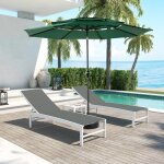 Parasol inclinable 4, 5 m, avec 12 baleines en acier, manivelle, rectangulaire, design de toit unique, ...