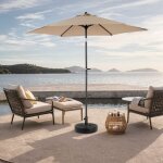Parasol inclinable 4, 5m, avec 12 baleines en acier, manivelle, rectangulaire, design double face, pour ... Parasol inclinable 4, 5m, avec 12 baleines en acier, manivelle, rectangulaire, design double face, pour ...