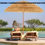 Parasol inclinable de paille en pp 2m fixation pour sable toit chaume style hawa�en 2 parties d�montables ...