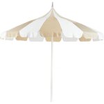 Parasol de jardin 245 cm en aluminium tissu polyester beige et blanc minoa