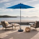 Dans les nuages - parasol de jardin 264 cm, rond, avec inclinable, manivelle, double face bche en polyester ...