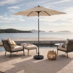 Dans les nuages - parasol de jardin 264 cm, rond, avec inclinable, manivelle, double face bche en polyester ...