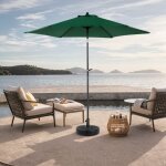 Dans les nuages - parasol de jardin 264 cm, rond, avec inclinable, manivelle, double face bche en polyester ...