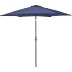 Beliani - parasol de jardin 270 cm en bois et tissu polyester bleu marine manivelle varese