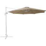 Parasol de jardin 300 cm en aluminium et tissu beige sable et blanc design savona