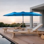 Parasol de jardin 543 cm, rectangulaire, avec 12 baleines en mtal, manivelle, bche en polyester de ...