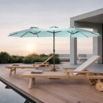 Parasol de jardin 543 cm, rectangulaire, avec 12 baleines en m�tal, manivelle, b�che en polyester de ...