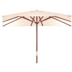 Parasol de jardin carr� avec structure en bois sun top beige 3x3 m