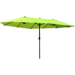 Parasol de jardin, parasol double avec manivelle, ovale 460 x 270 cm, , vert, pour terrasse et jardin ...