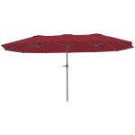 Parasol de jardin double - outsunny - 4 x 2, 2 x 2, 3 m - rectangulaire - ouverture fermeture manivelle ...