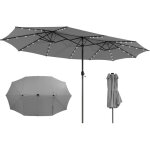 Parasol de jardin exterieur avec 48 lumi�res led, parasol double ext�rieur avec manivelle, abri solaire ...