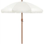 Yaheetech parasol de jardin � franges 230cm x � 215cm, parasol d'ext�rieur inclinable, protection uv, ...