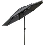 Parasol de jardin inclinable rond dia. 2, 85 x 2, 5 m manivelle cheminées d'aération toile haute densité ... Parasol de jardin inclinable rond dia. 2, 85 x 2, 5 m manivelle cheminées d'aération toile haute densité ...