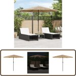 Vidaxl - parasol de jardin avec led et mt en acier marron 324x324x247cm