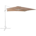 Beliani - parasol de jardin ou de terrasse carré beige marron avec pied blanc, toile 250 x 250 cm cm ... Beliani - parasol de jardin ou de terrasse carré beige marron avec pied blanc, toile 250 x 250 cm cm ...