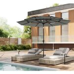 Parasol de jardin woltu, parasol d�port� avec toile ?292cm, 3 �vents, protection uv upf 50 + , portable, ...