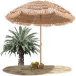 Parasol plage tropicale ?220 cm parasol exotique paille hawa�en 8 baleines parasol de jardin ext�rieur ...