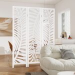 Paravent 3 panneaux �cran de confidentialit� autoportant de 170 cm avec cadre en bois naturel de paulownia ...