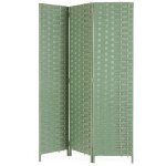 Bizzotto - paravent 3 volets 135x180 cm en paille et bois vert - jedy Bizzotto - paravent 3 volets 135x180 cm en paille et bois vert - jedy