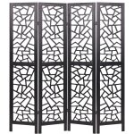 Beliani - paravent à 4 panneaux pliants en bois de paulownia ton noir 170 x 163 cm pianlargo Beliani - paravent à 4 panneaux pliants en bois de paulownia ton noir 170 x 163 cm pianlargo