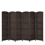 Paravent 6 panneaux, �cran de confidentialit� pliant de hauteur, cloison en rotin tiss� � la main, s�parateur ...