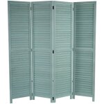 Hhg - jamais utilis] paravent ngelholm, cloison de sparation, style shabby, 170x160cm, vert