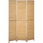Paravent en bois - homcom - 3 panneaux - 120 x 170 cm - s�parateur de pi�ce pliable - en bambou - naturel ...