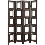 Hhg - jamais utilis] paravent galerie de photographies ii, cloison de sparation, 160x125cm, marron