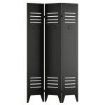 Paravent industriel porte de casier en métal 3 pans - l. 107 x h. 178 cm - noir - casily Paravent industriel porte de casier en métal 3 pans - l. 107 x h. 178 cm - noir - casily