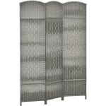 Homcom - paravent int�rieur 3 panneaux pliables en bois s�parateur de pi�ce style boh�me tiss� gris