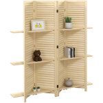 Paravent int�rieur 4 panneaux 160l x 170h cm 3 �tag�res pliables s�parateur de pi�ce portes persiennes ...