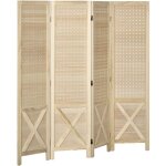 Paravent intrieur en bois 4 panneaux 152 x 144, 5 cm pliable bois naturel