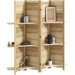 Paravent intrieur - homcom - 4 panneaux - pliable - 3 tagres - en bois - 160 x 170 cm - bois naturel ...