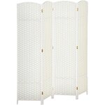 Paravent interieur - homcom - en bois - 4 panneaux - 160 x 170 cm - pour salon, chambre � coucher - blanc ...