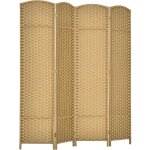Paravent interieur - homcom - en bois - 4 panneaux - 160 x 170 cm - pour salon, chambre � coucher - bois ...