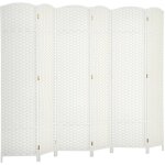 Paravent interieur - homcom - en bois - 6 panneaux - 240 x 170 cm - pour salon, chambre � coucher - blanc ...