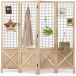 Paravent interieur pliant 4 panneaux, séparateur de pièce cloison de séparation avec grillage métallique, ... Paravent interieur pliant 4 panneaux, séparateur de pièce cloison de séparation avec grillage métallique, ...